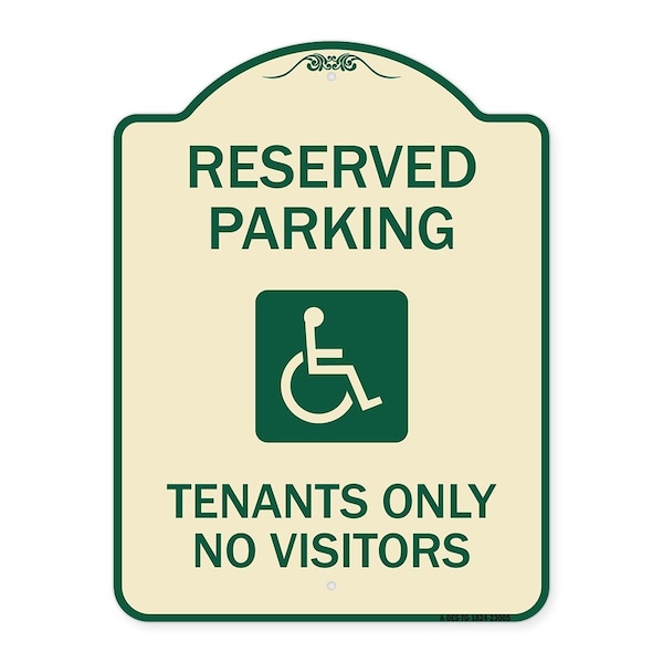 Reserved Parking Tenants No Visitors W/ Graphic Heavy-Gauge Aluminum Sign, 24" x 18", TG-1824-23005
